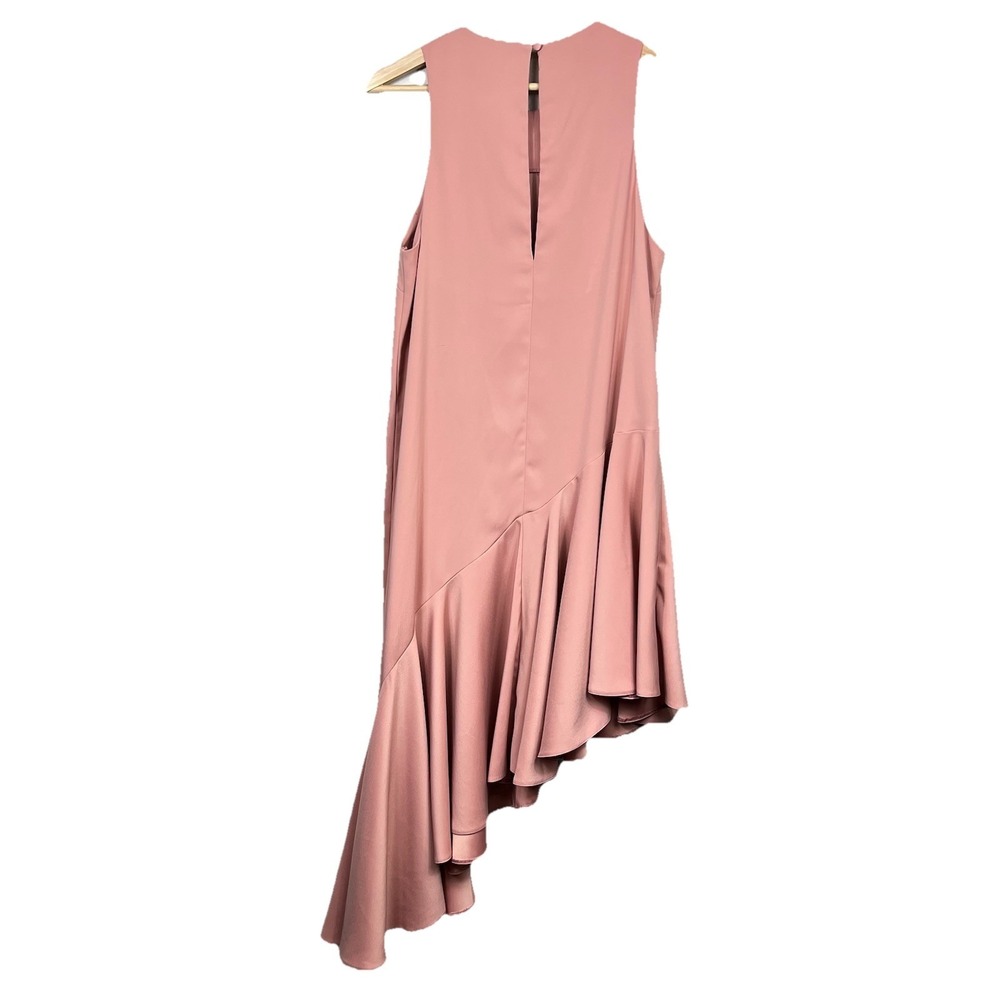 Topshop Asymmetrical Ruffle Midi Dress Dusty Rose Size 8 Prom Soft Girl Romantic - Picture 2 of 14